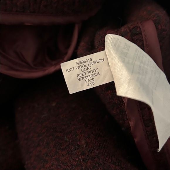 Banana Republic Wool Blend Overcoat Beetroot Burgundy Red heather tweed - Picture 12 of 12